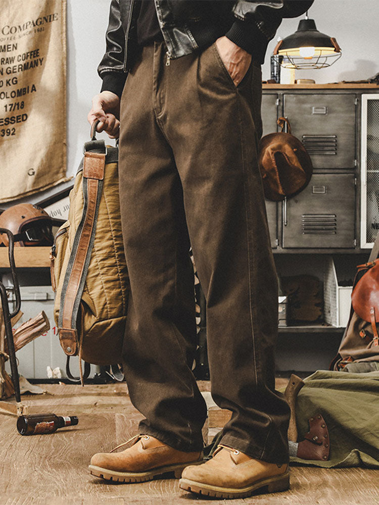 Pantalon vintage pour homme en coton à jambes larges