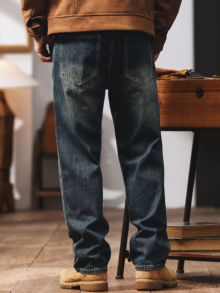 Weit geschnittene Herren Denim‑Jeans im Retro‑Look aus Baumwolle