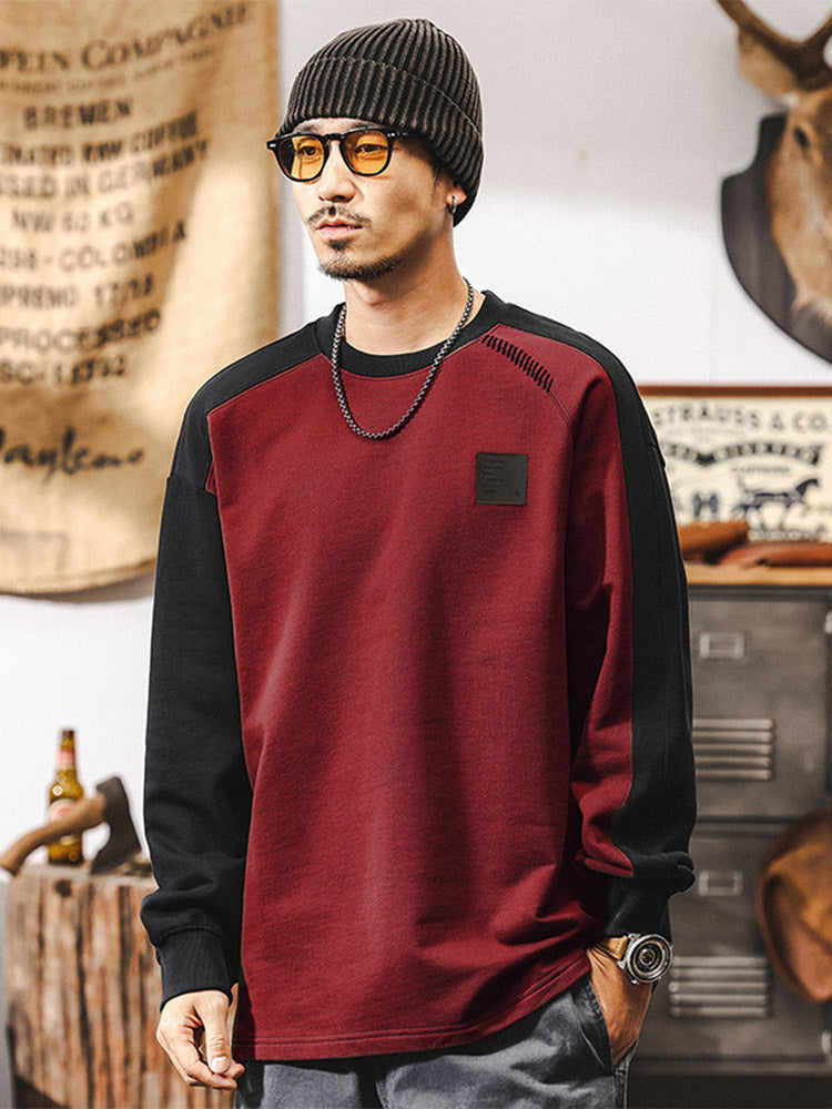 Herren-Sweatshirt mit Rundhalsausschnitt aus 100 % Baumwolle im Color-Blocking-Design