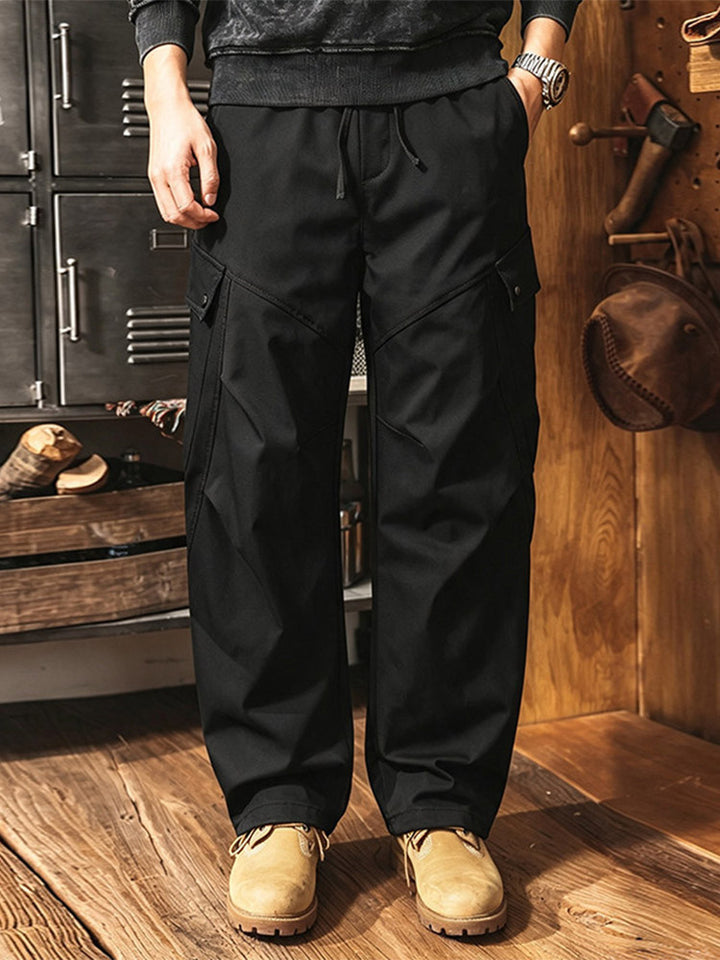 Herren Wide‑Leg Cargohose mit Kordelzug‑Taillenbund