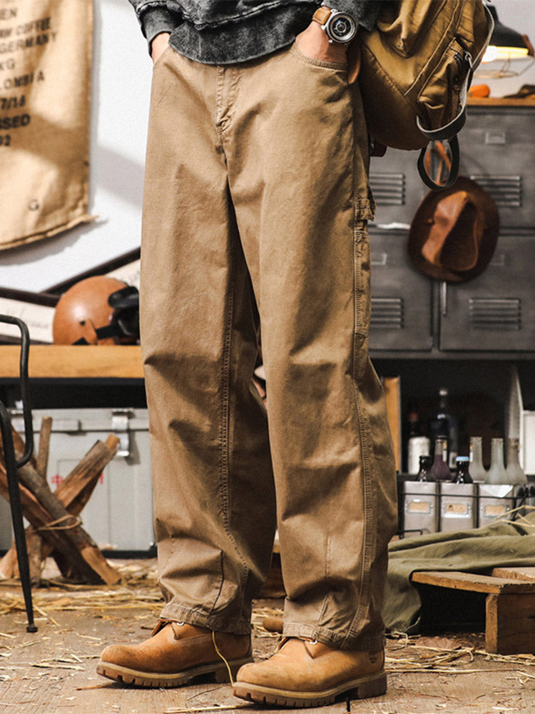 Pantalon cargo rétro à coupe large pour homme, 100 % coton