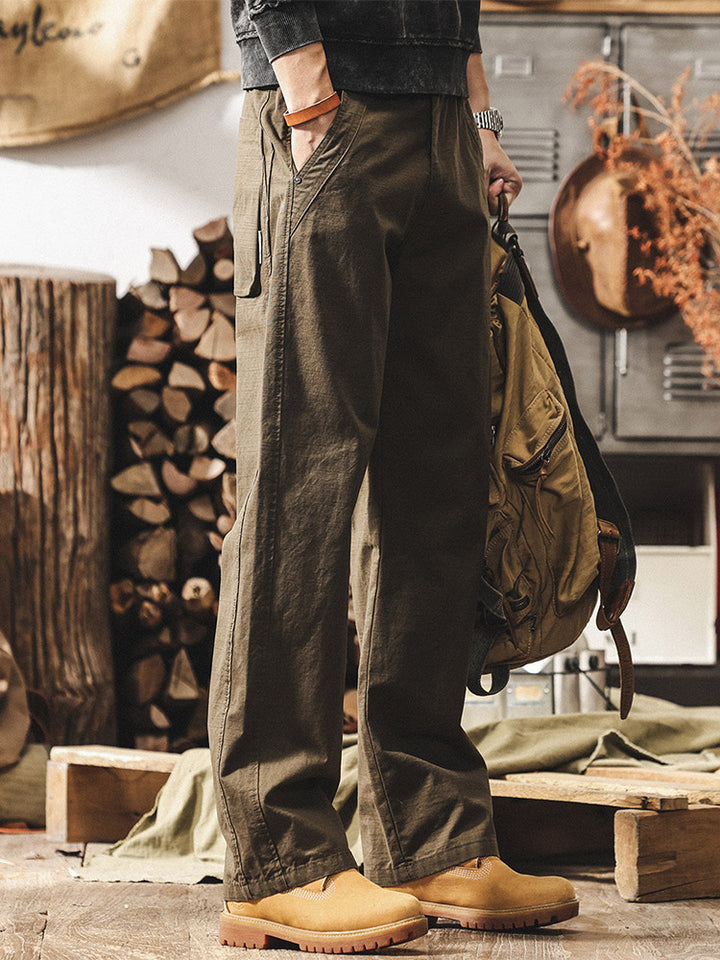 Herren-Hose im Retro-Stil aus 100 % Baumwolle mit weitem Bein