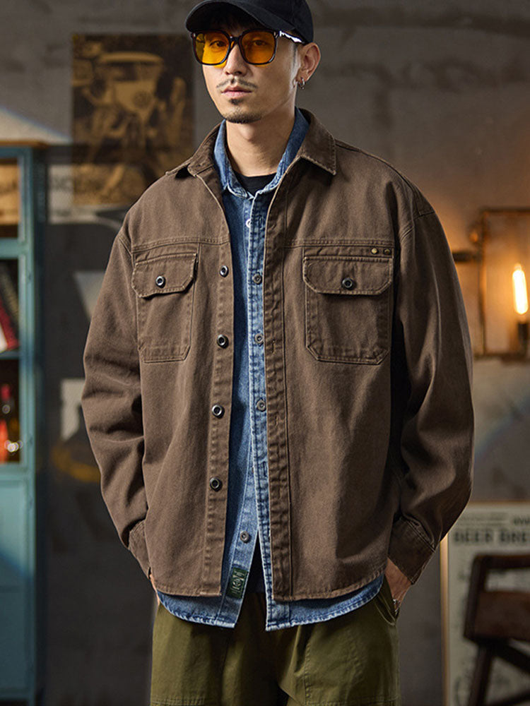 Herren Freizeit‑Hemdjacke im Retro‑Stil