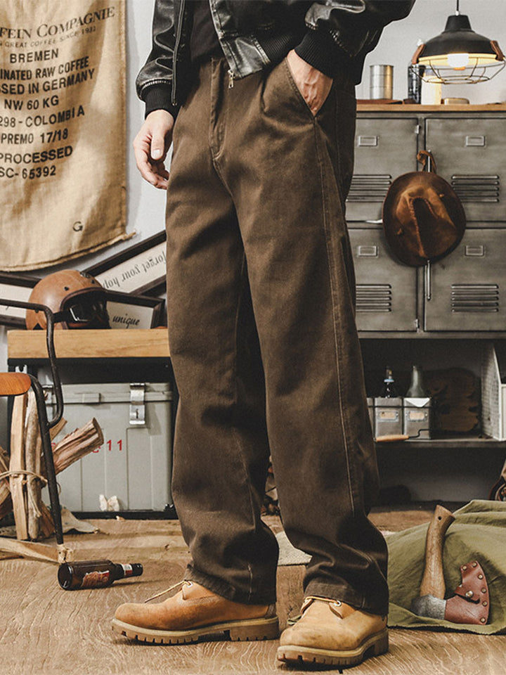 Pantalon vintage pour homme en coton à jambes larges