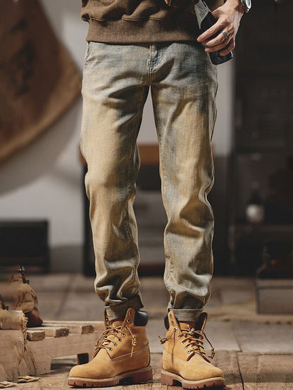 Herren Vintage Washed Slim‑Fit Jeans