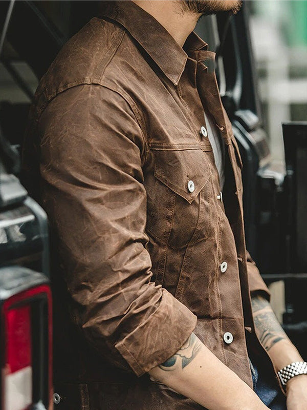 Veste de travail militaire en toile de coton cirée pour homme
