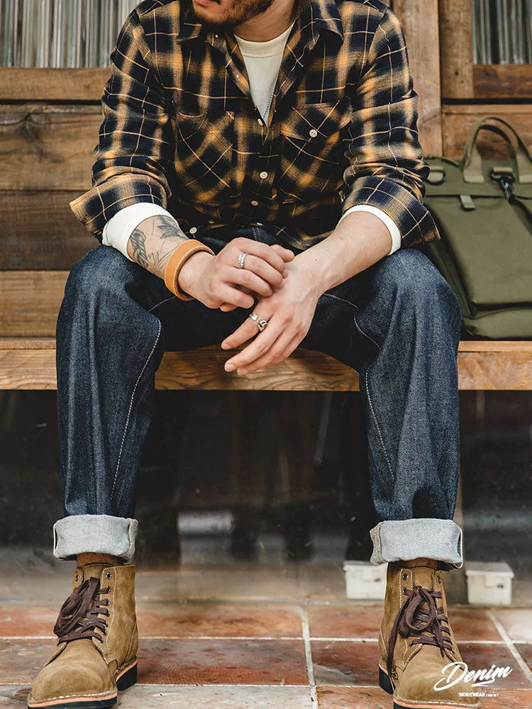 Jean Selvedge pour homme 100 % coton – Coupe décontractée (Relaxed Fit) – Style vintage