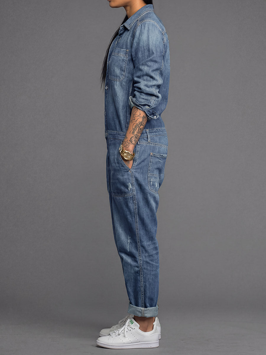 Combinaison en jean coupe décontractée pour femme