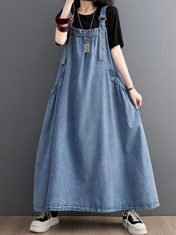Robe salopette en jean ample pour femme