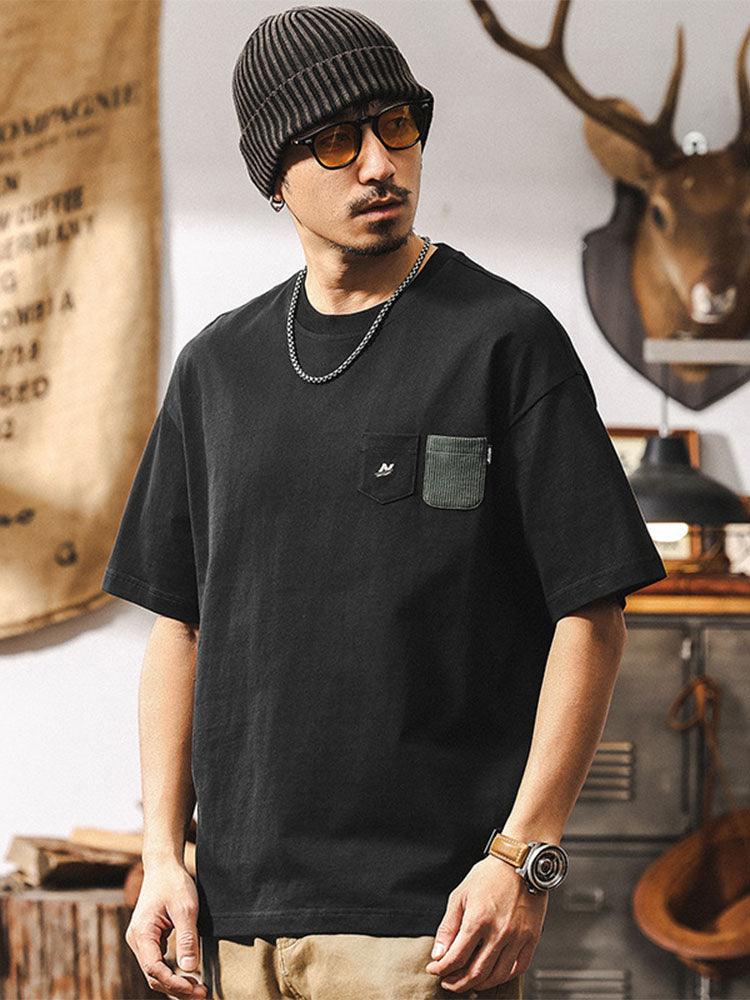 T-shirt à manches courtes pour homme avec poches contrastées et coupe ample