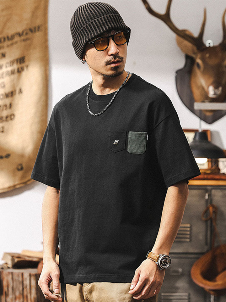 T-shirt à manches courtes pour homme avec poches contrastées et coupe ample