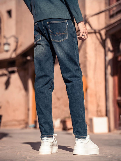 Herren Gerade Bein Jeans mit Vintage‑Waschung