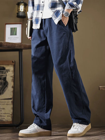 Herren Lässige Wide‑Leg Hose aus reiner Baumwolle