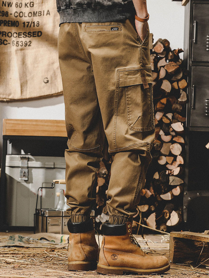 Pantalon cargo extensible en coton pour homme