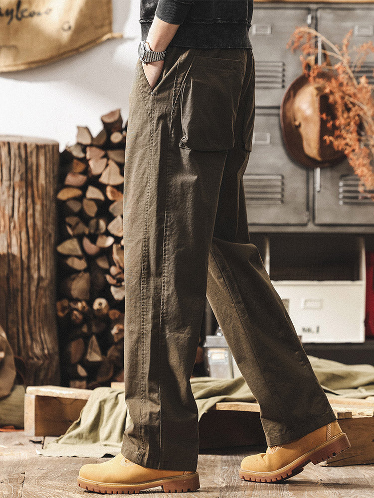 Herren-Hose im Retro-Stil aus 100 % Baumwolle mit weitem Bein