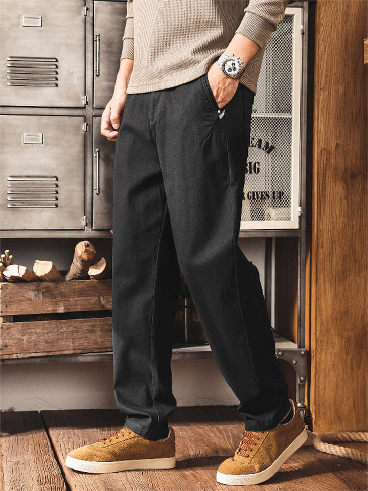 Pantalon chino pour homme style  workwear  rétro en coton avec taille élastiquée
