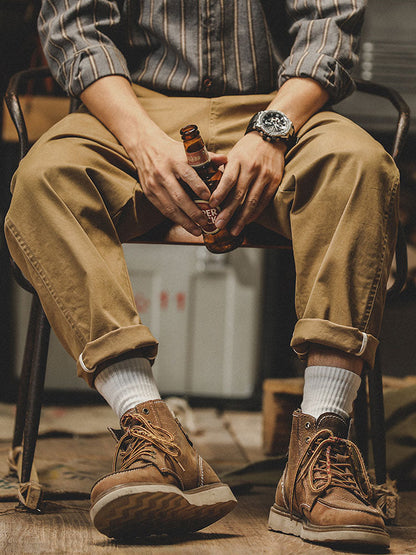 Pantalon chino fuselé délavé pour homme, style vintage