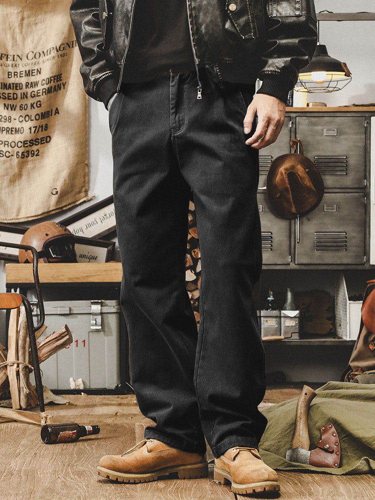 Pantalon vintage pour homme en coton à jambes larges