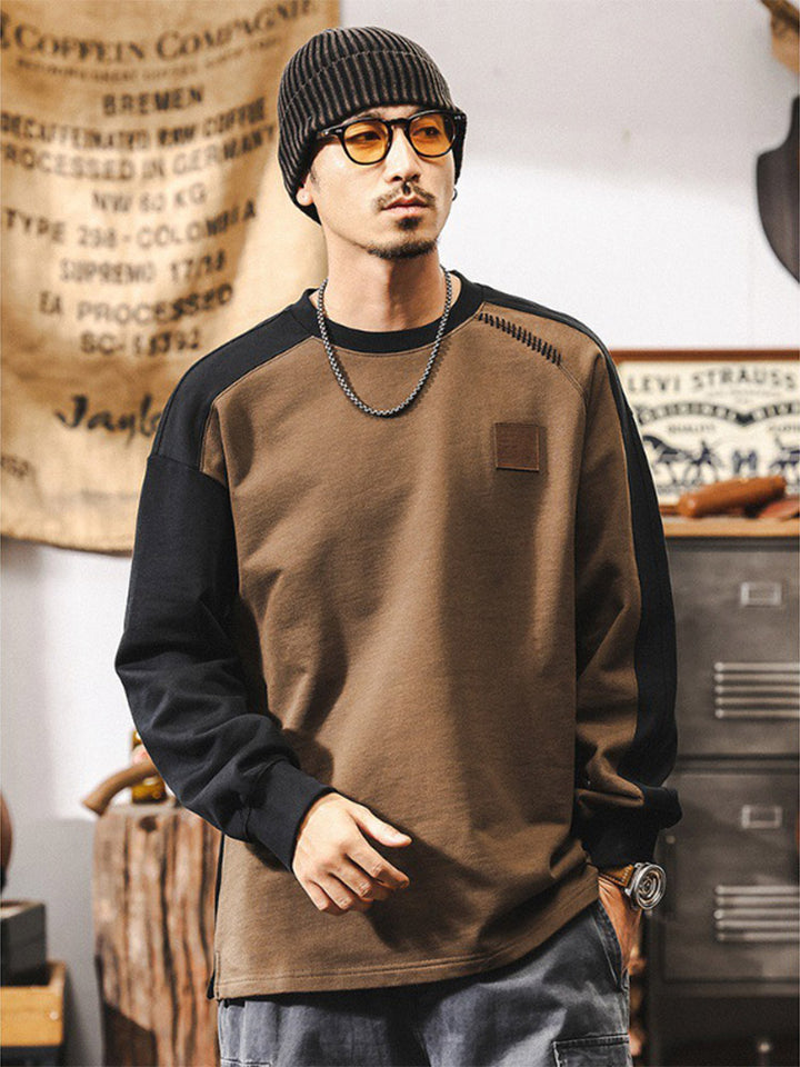 Herren-Sweatshirt mit Rundhalsausschnitt aus 100 % Baumwolle im Color-Blocking-Design