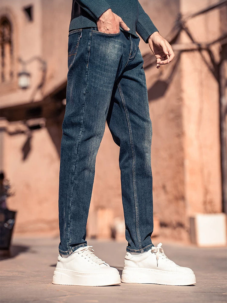 Herren Gerade Bein Jeans mit Vintage‑Waschung