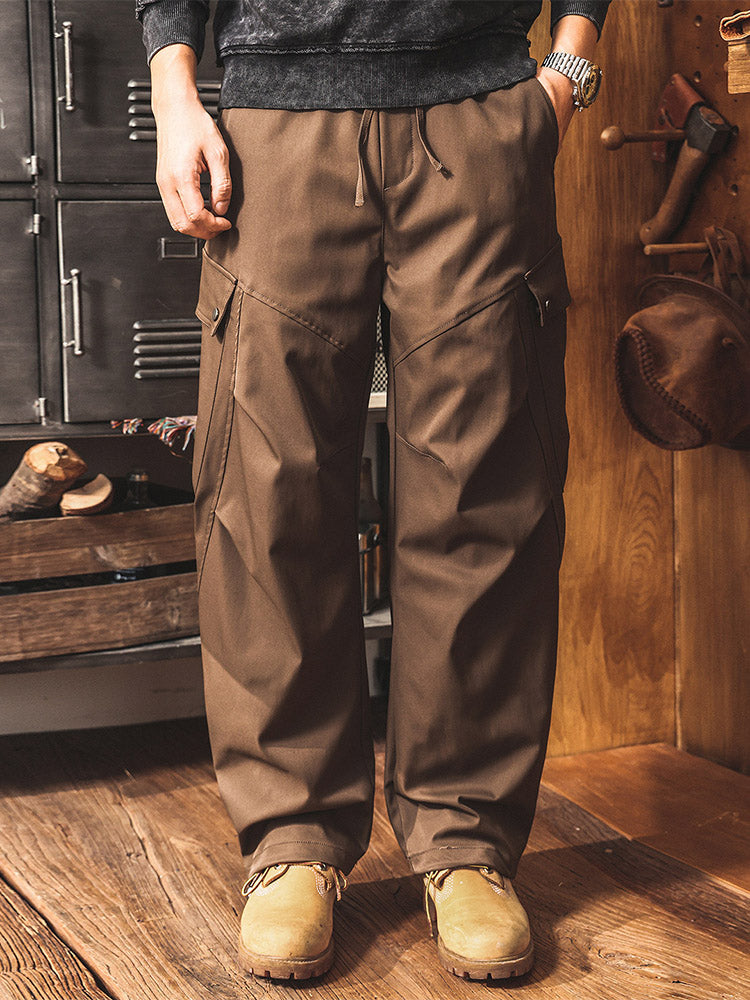 Herren Wide‑Leg Cargohose mit Kordelzug‑Taillenbund