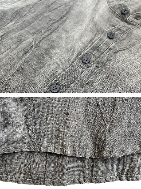 Chemise Henley 100 % lin à manches courtes pour homme