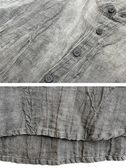 Chemise Henley 100 % lin à manches courtes pour homme