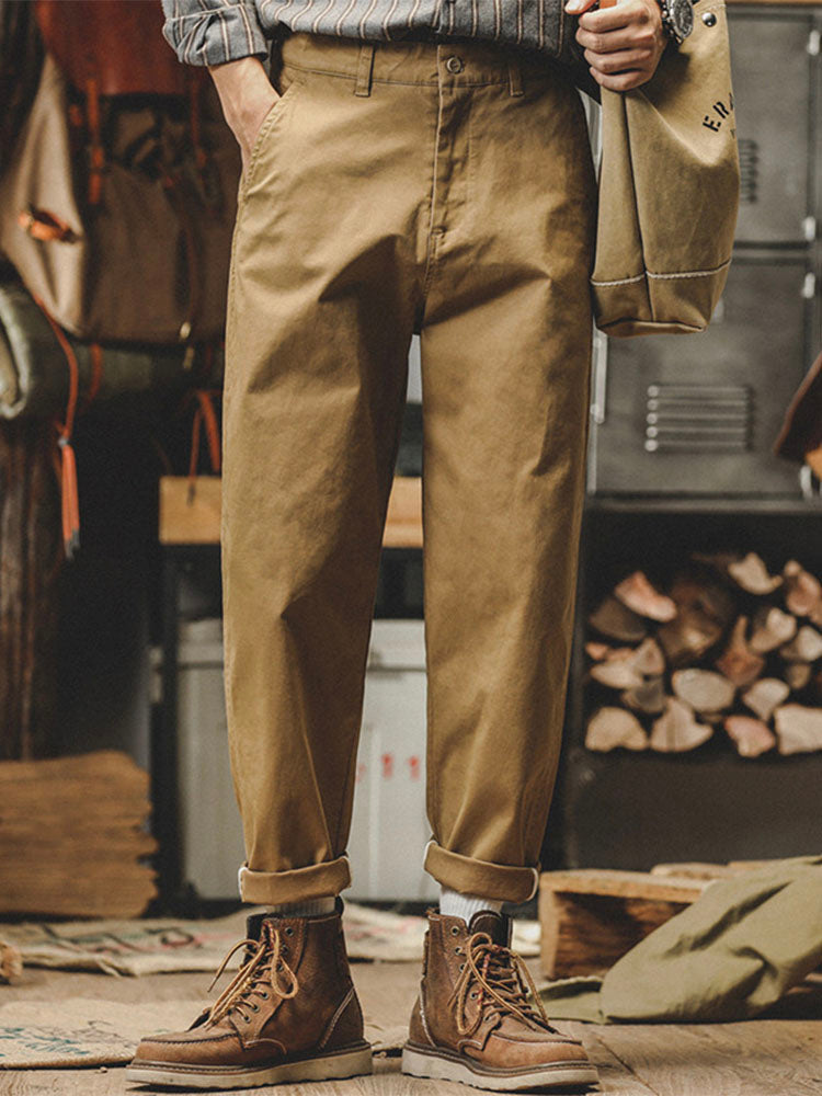 Pantalon chino fuselé délavé pour homme, style vintage