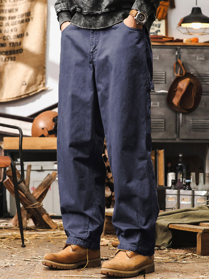 Pantalon cargo rétro à coupe large pour homme, 100 % coton