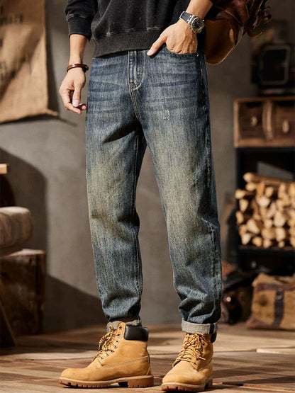Männer Retro‑Waschen Ballon‑Fit‑Jeans mit Mehrfachtaschen‑Design