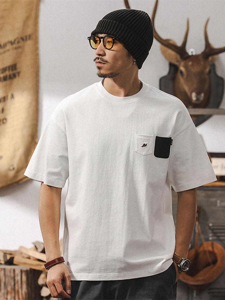 T-shirt à manches courtes pour homme avec poches contrastées et coupe ample