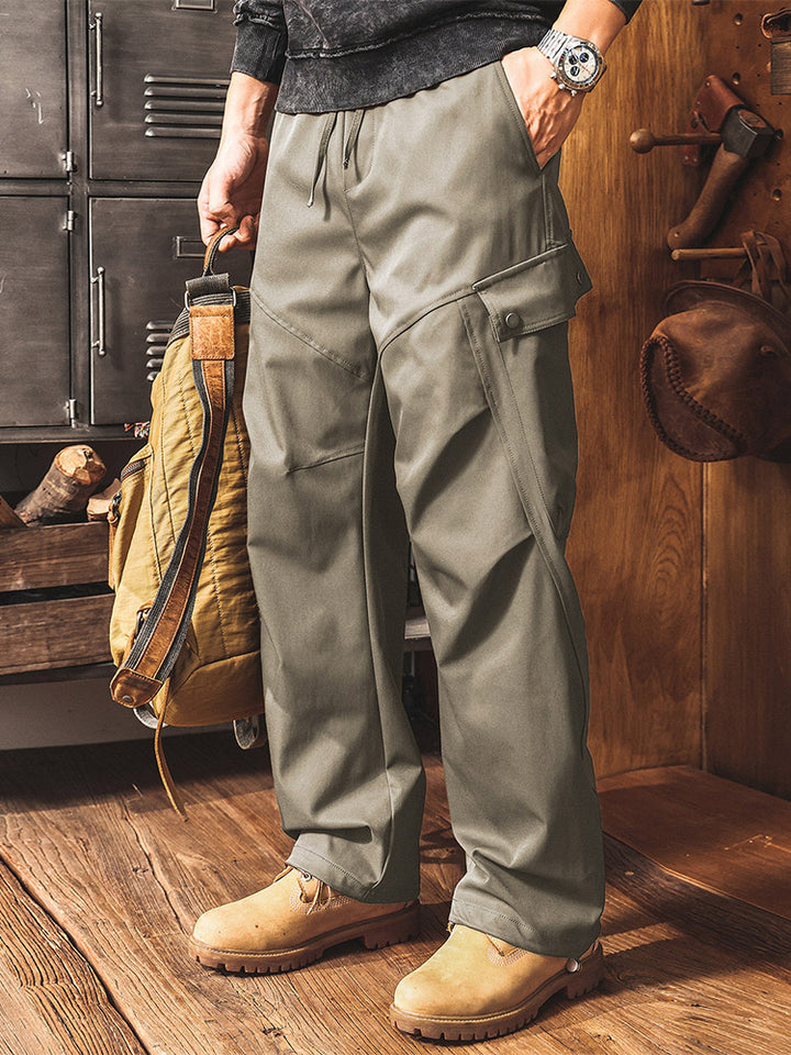 Herren Wide‑Leg Cargohose mit Kordelzug‑Taillenbund