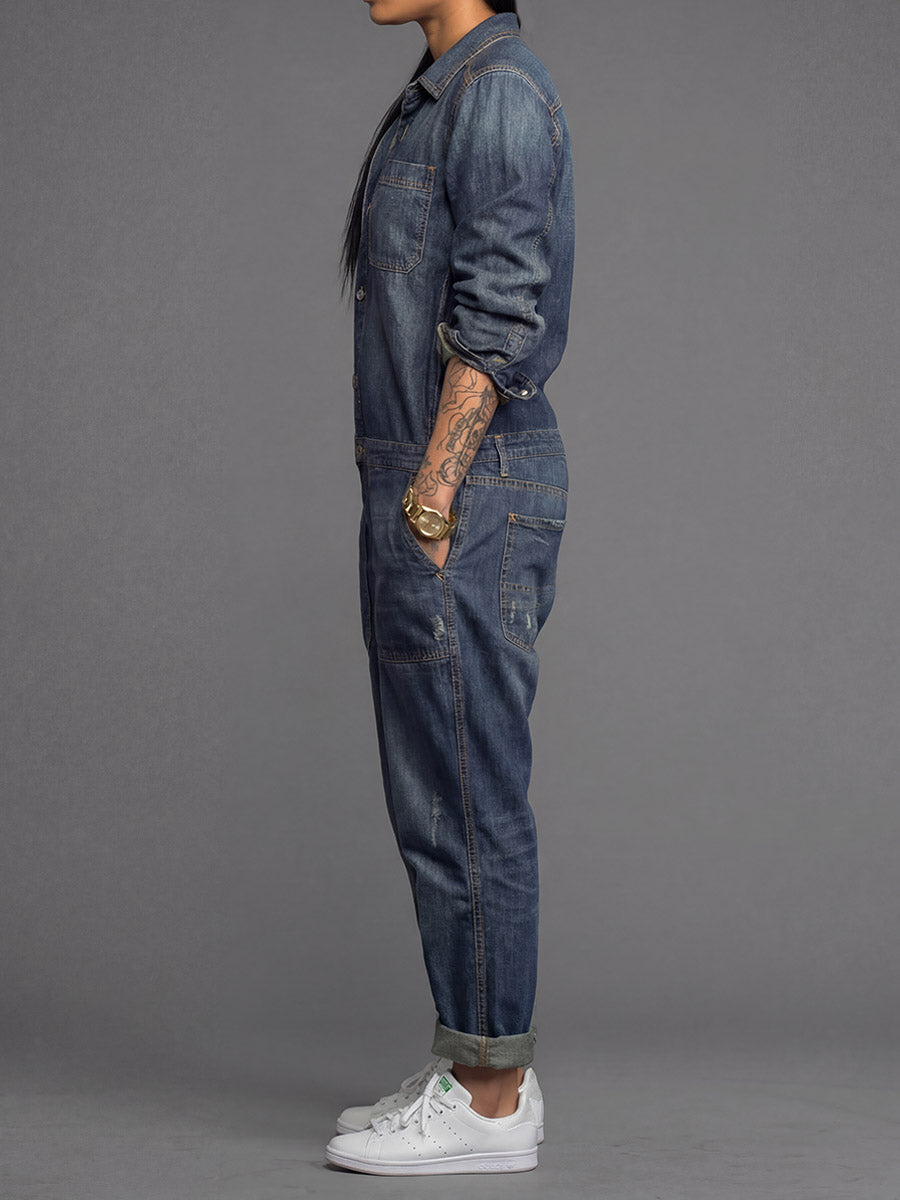 Combinaison en jean coupe décontractée pour femme