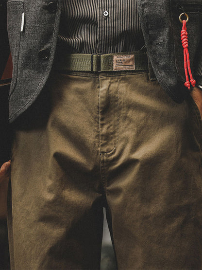 Pantalon chino fuselé délavé pour homme, style vintage