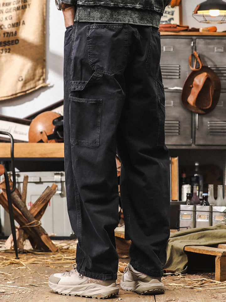 Pantalon cargo rétro à coupe large pour homme, 100 % coton