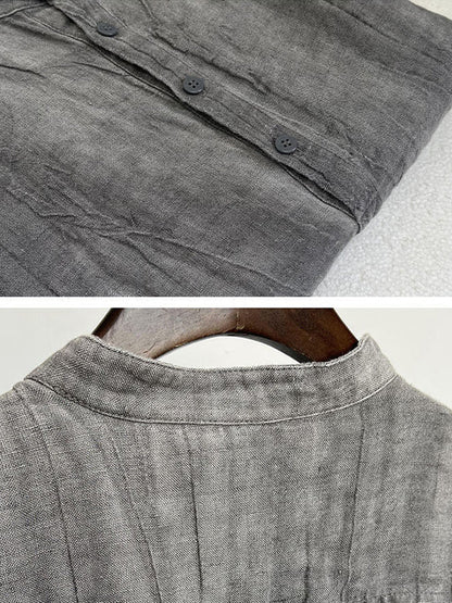 Chemise Henley 100 % lin à manches courtes pour homme