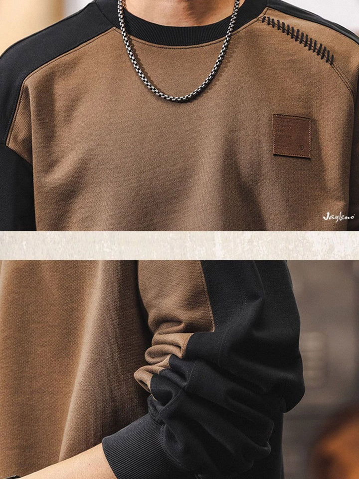Herren-Sweatshirt mit Rundhalsausschnitt aus 100 % Baumwolle im Color-Blocking-Design