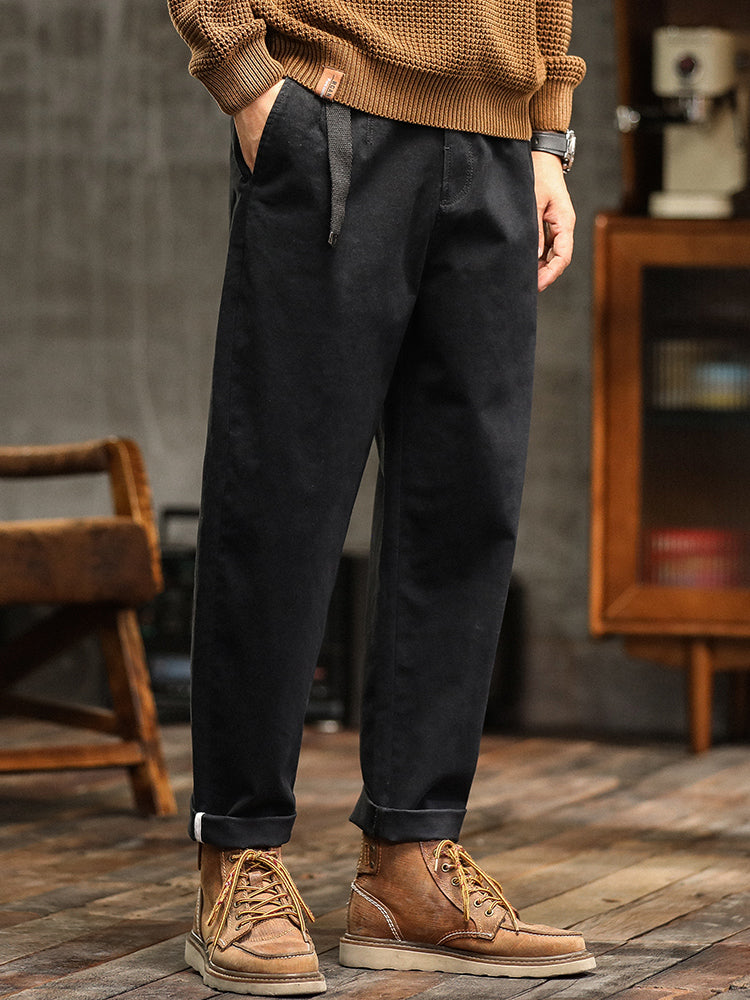 Pantalon chino plissé coupe décontractée pour homme avec ceinture