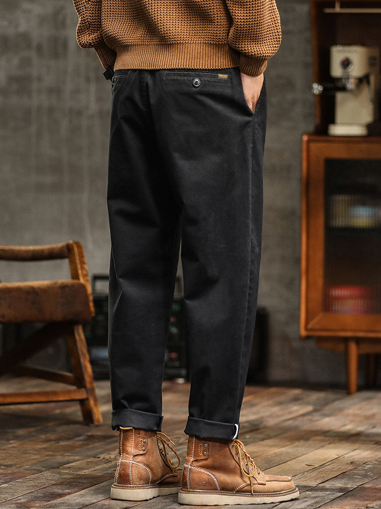 Pantalon chino plissé coupe décontractée pour homme avec ceinture