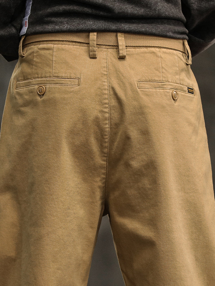 Pantalon chino plissé coupe décontractée pour homme avec ceinture