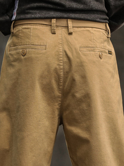 Pantalon chino plissé coupe décontractée pour homme avec ceinture