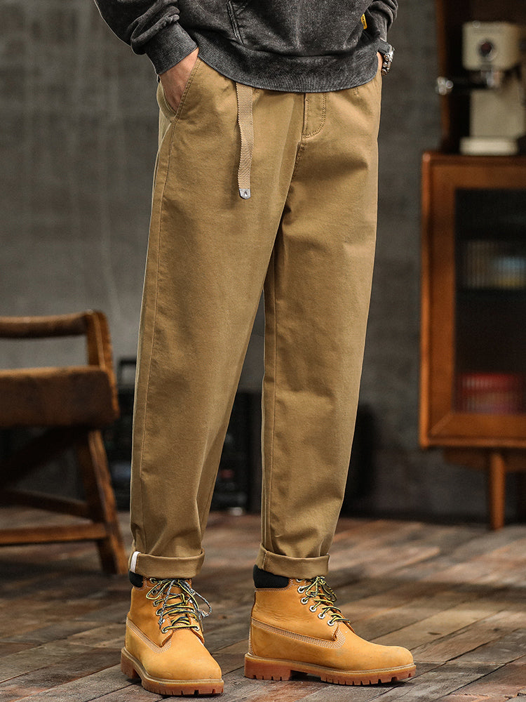Pantalon chino plissé coupe décontractée pour homme avec ceinture
