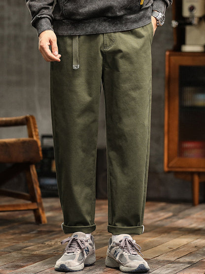 Pantalon chino plissé coupe décontractée pour homme avec ceinture
