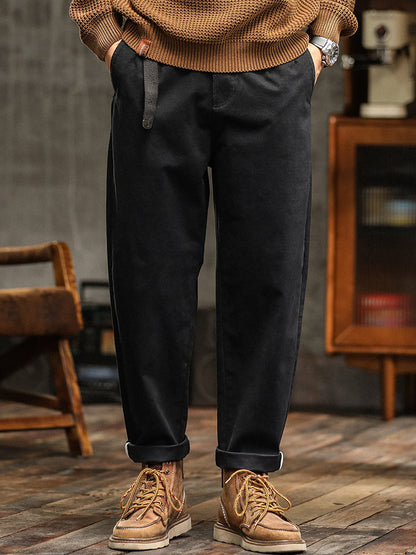 Pantalon chino plissé coupe décontractée pour homme avec ceinture