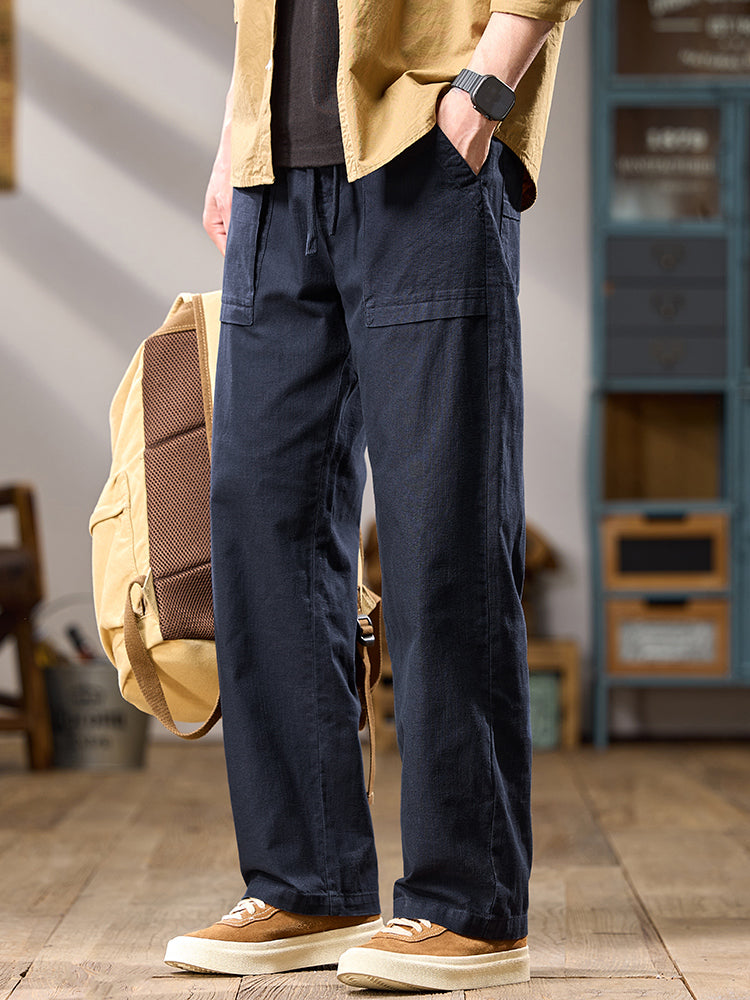 Pantalon cargo décontracté en coton pour homme, jambes larges