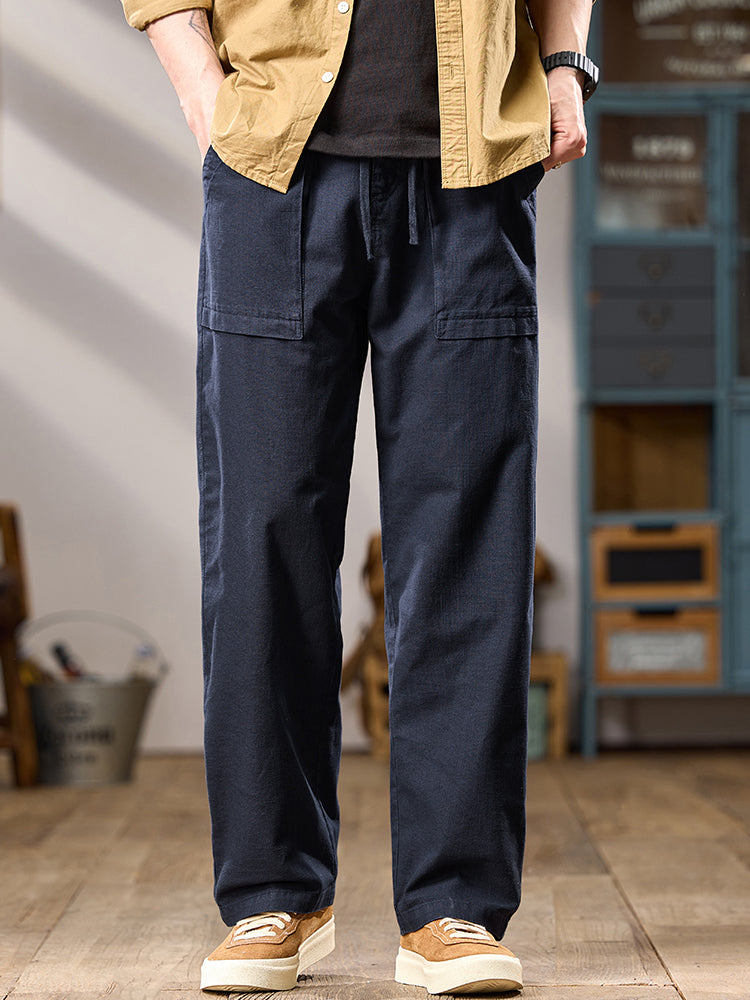 Pantalon cargo décontracté en coton pour homme, jambes larges