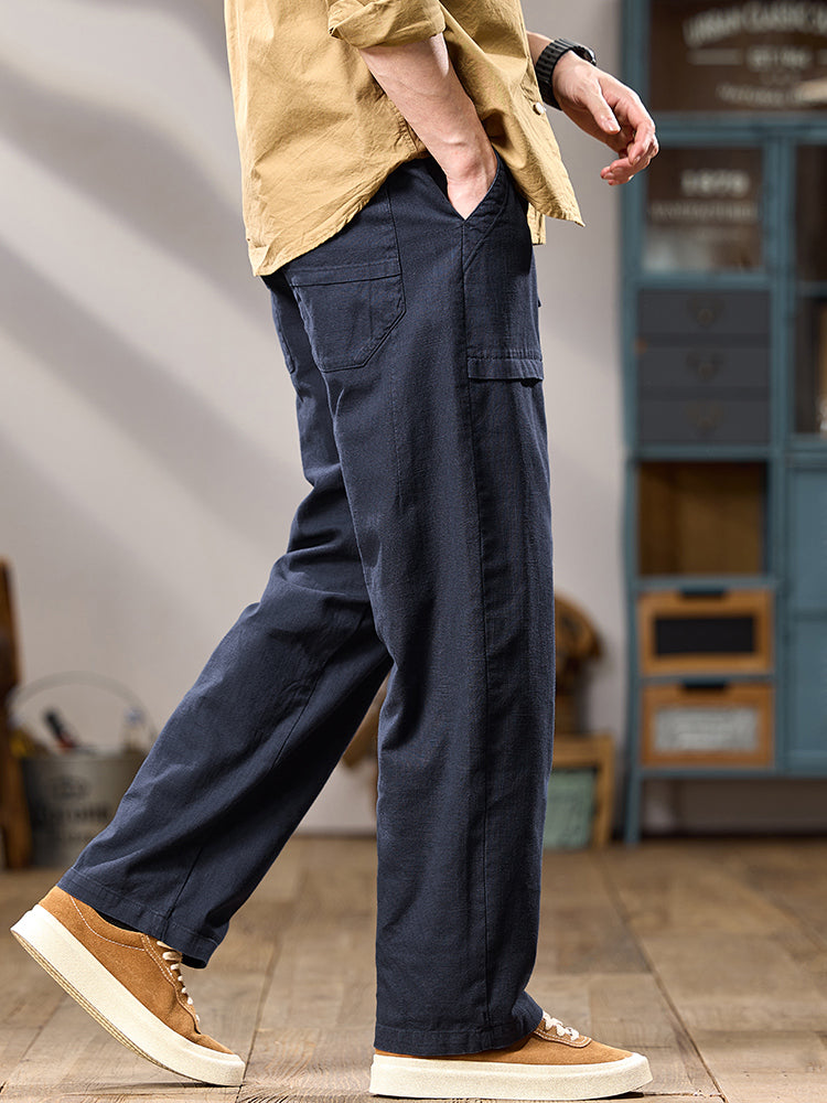 Pantalon cargo décontracté en coton pour homme, jambes larges