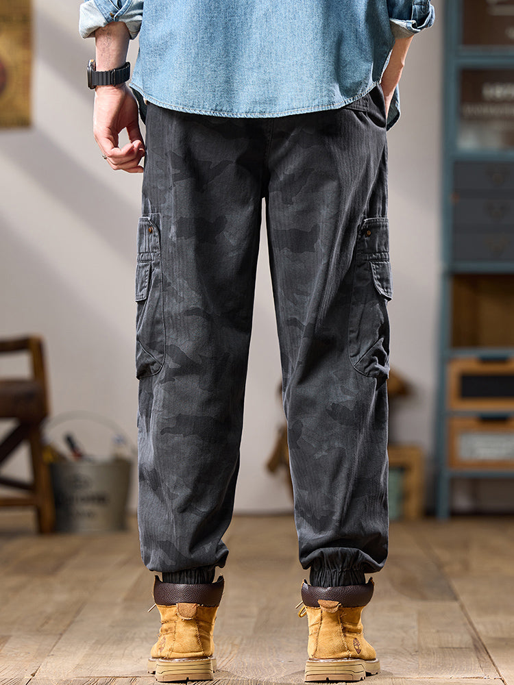 Pantalon cargo de jogging camouflage multipoches pour homme