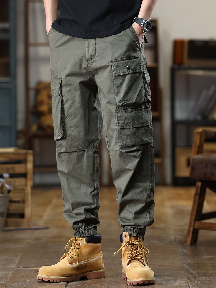Pantalon cargo décontracté pour homme, multipoches et taille élastique