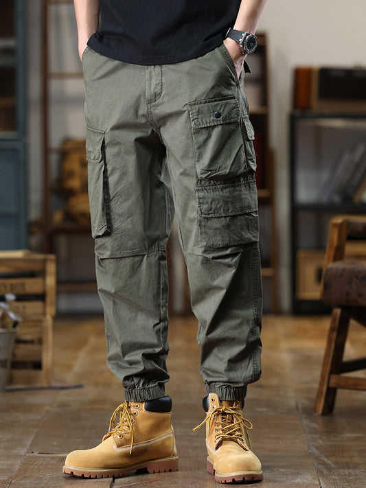 Pantalon cargo décontracté pour homme, multipoches et taille élastique